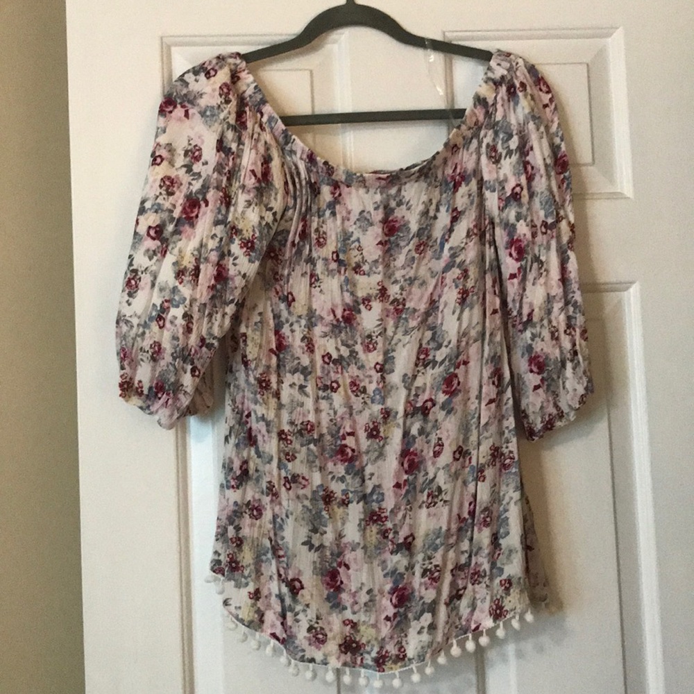 Off the shoulder Pom Pom top